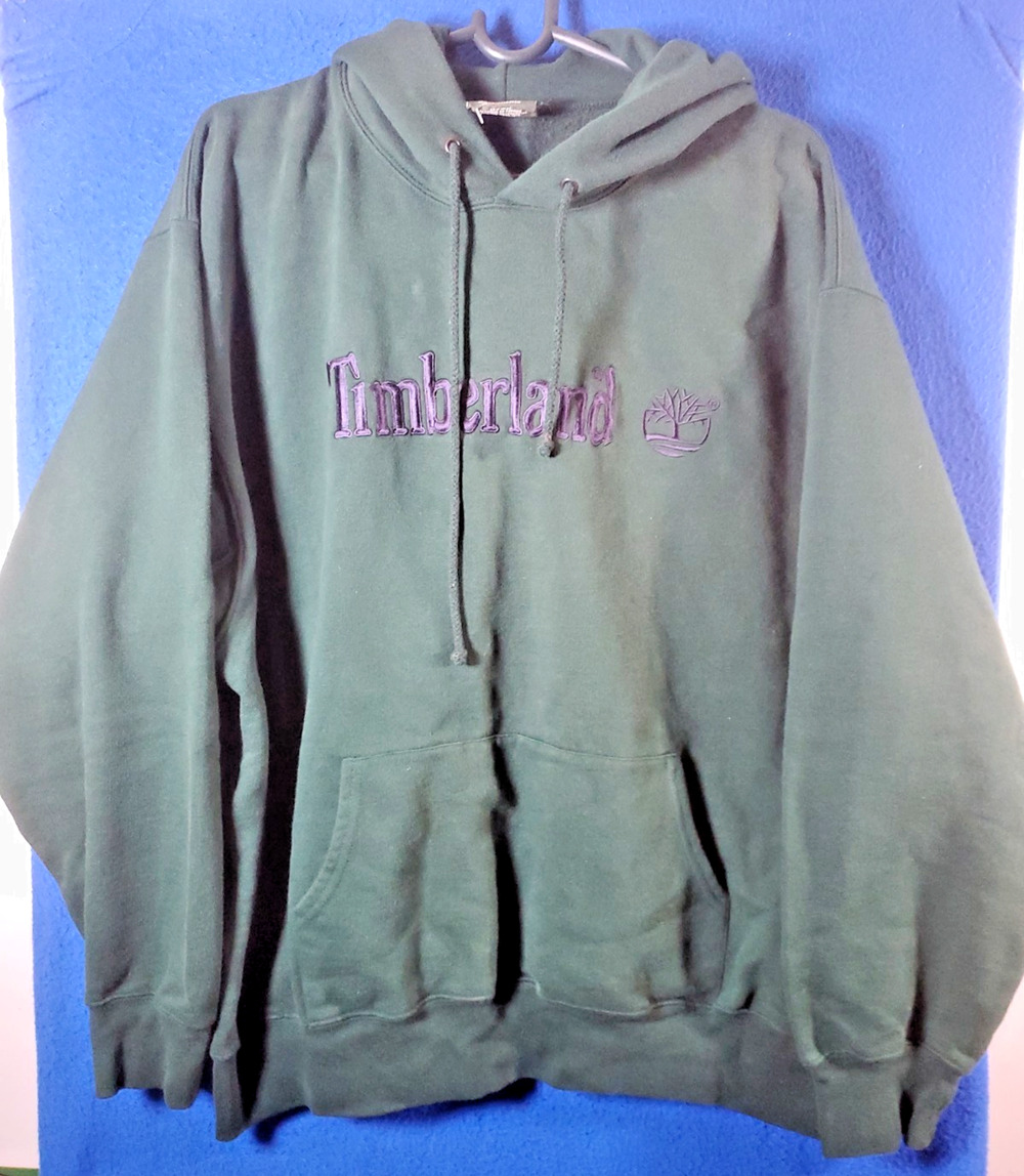 Vintage Timberland Hoodie XXL Green Embroidered Spell Out Pullover Y2K Men's XXL